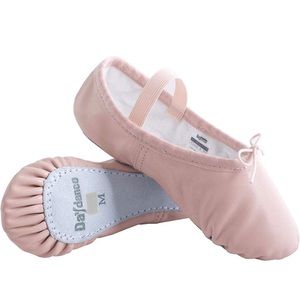 Daydance 👯 Girl's Pink Leather Full Sole Ballet-Dance Slippers🩰 Size: 1 US NWT
